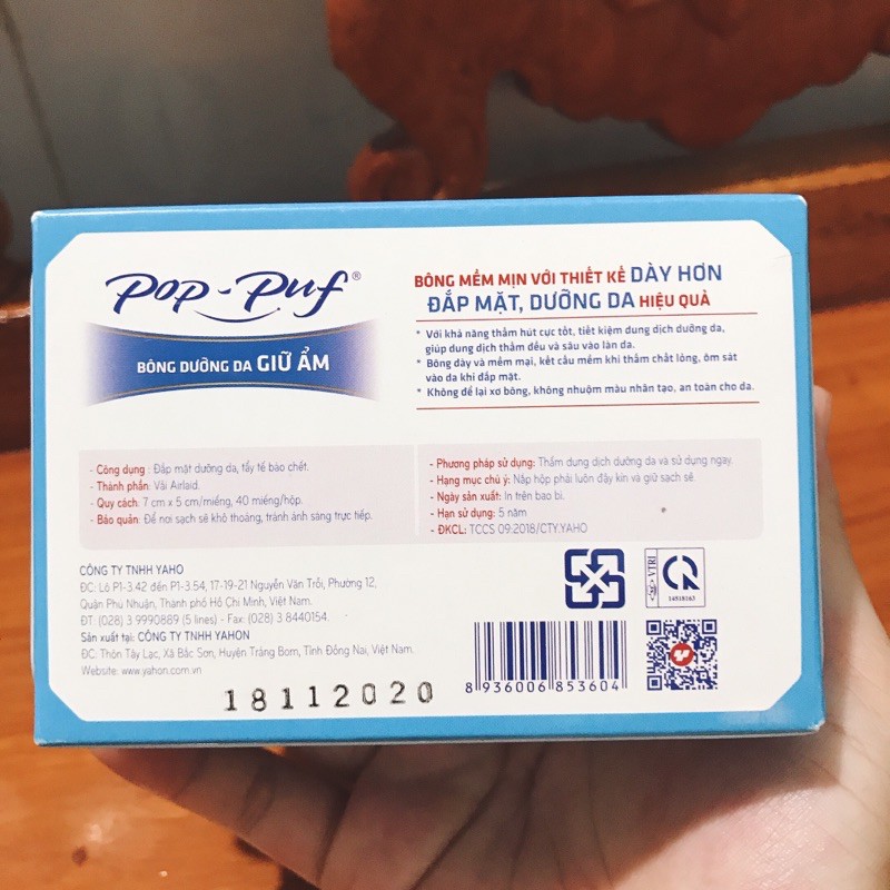 Bông dưỡng da giữ ẩm Pop - Puf 40 miếng
