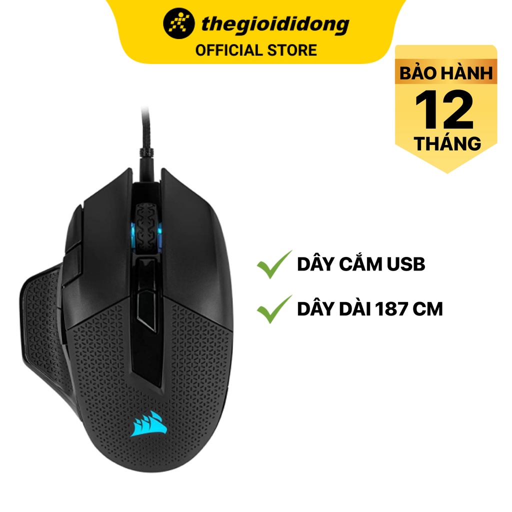 Chuột Có Dây Gaming Corsair Nightsword RGB Đen 18000 DPI - Hàng chính hãng - BH 12 tháng