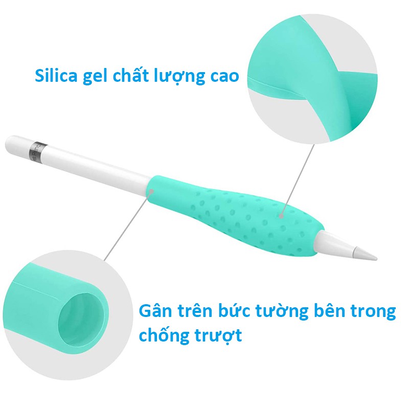 Vỏ bọc bút cảm ứng bằng silicone cho Apple Pencil 1 và Pencil 2 Case Grip Holder, Vỏ bao ốp silicon