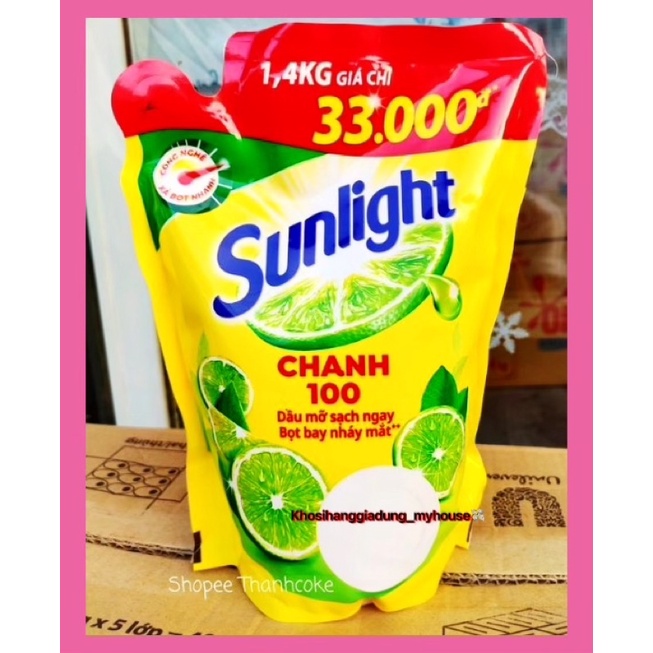 Nước rửa chén bát chai Sunlight Extra thiên nhiên muối khoáng & lô hội 370g và Sunlight chanh 750g và 1.4kg