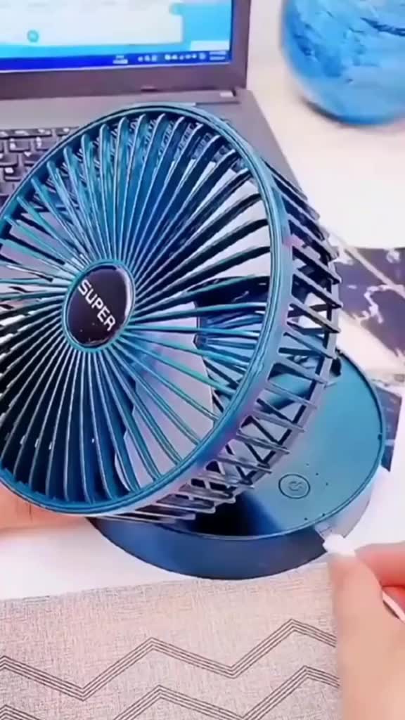 Quạt tích điện cầm tay mini SUPER quạt tích điện để bàn tiện dụng 3 tốc độ gió, cổng sạc USB xoay 180 độ siêu tiện lợi | BigBuy360 - bigbuy360.vn