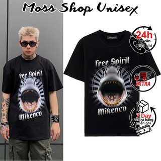 Áo thun tay lỡ Mikenco Shark MOSSSHOP - Áo phông nam nữ unisex phong cách hàn quốc ulzzang form rộng 65kg