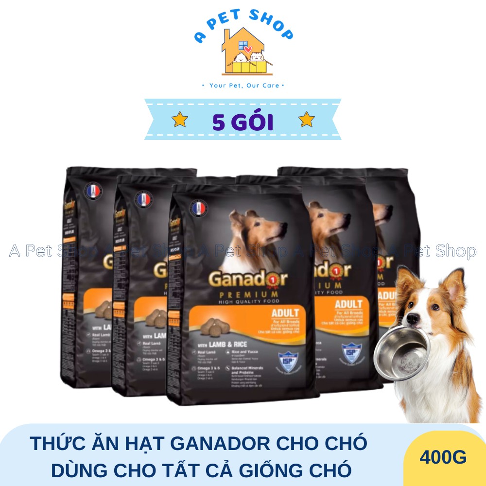 Combo 5 gói thức ăn cho chó lớn Ganador Thịt Cừu & Gạo 400g/gói - apetshop