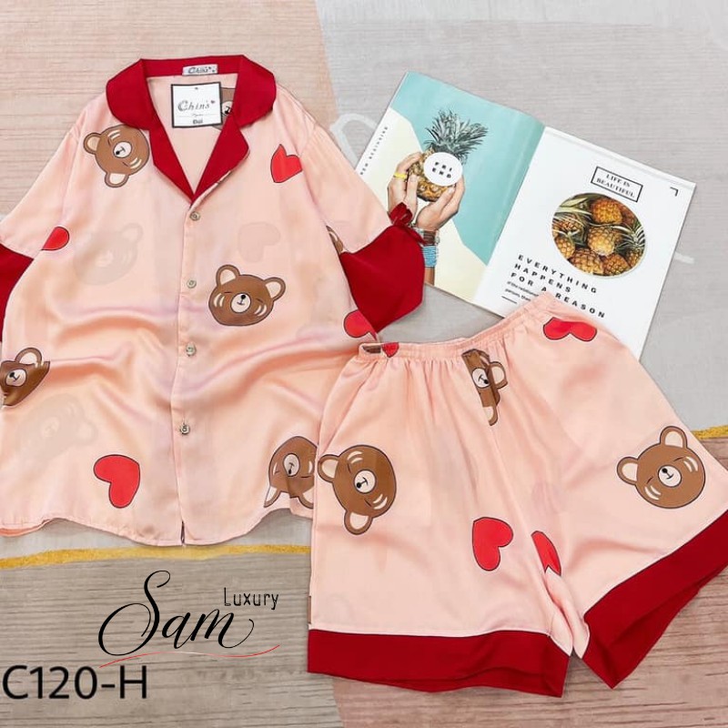 Đồ ngủ nữ cute, pijama đùi chất liệu latin mềm mát,mặc ở nhà, Sam luxury