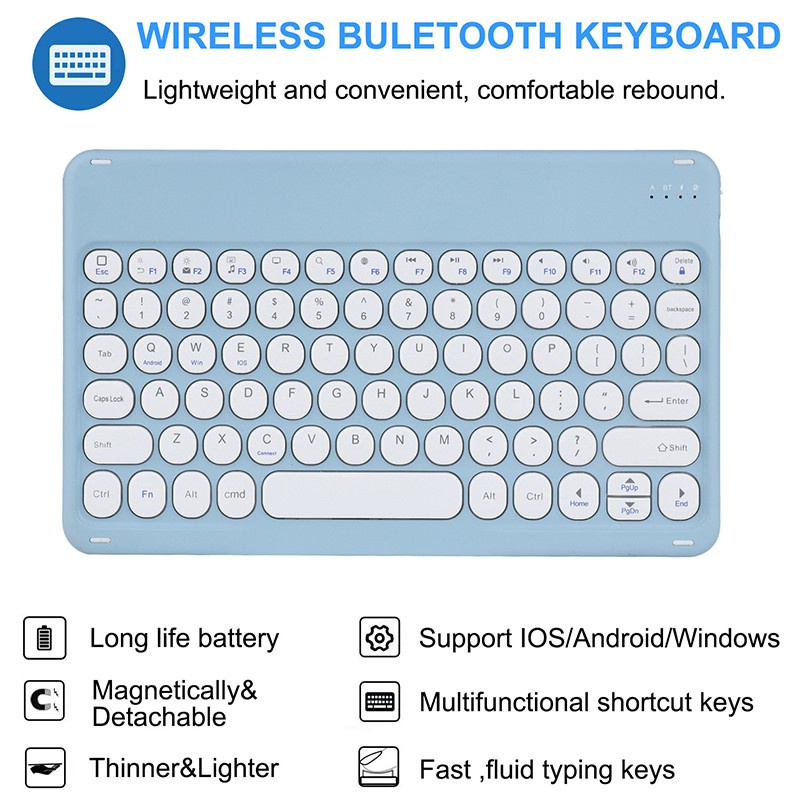 Bàn phím không dây Bluetooth Goojodoq mini nút tròn chống nước cho Ipad/laptop/Android/IOS/Windows