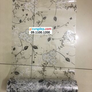 Decal dán kính/kiếng hoa trắng lá đen