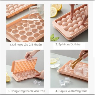 Khay Làm Đá Bi Nhựa Tròn Làm  Khuôn Rau Câu, Khay Đá Viên Tròn 33 Viên Hàng LOẠI TO *MUA 5 KHAY CÓ GIÁ SỈ*