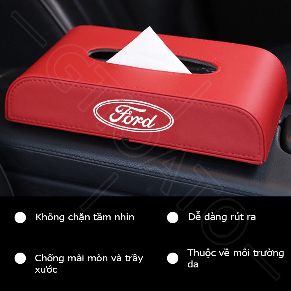 GTIOATO Hộp Đựng Khăn Giấy Ô Tô HộP ĐựNg GiấY ĂN TrêN Ô Tô HộP ĐựNg GiấY TrêN Xe Ô Tô Hộp Khăn Giấy Ô Tô HộP ĐựNg Đồ TrêN Ô Tô Trang Trí NộI ThấT Ô Tô Cho Ford Ranger Focus Everest Transit Fiesta Ecosport Mustang Raptor