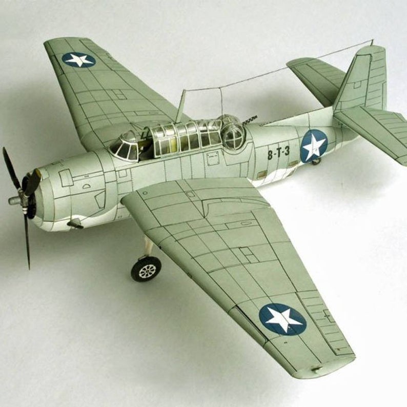 (Thiết kế chuẩn) Bộ kit mô hình giấy 3D Máy bay Grumman TBF Avenger Navy Attack Bomber