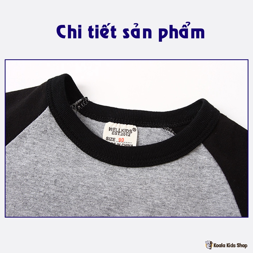 Áo thun dài tay bé trai WELLKIDS Áo phông chất cotton trẻ em từ 2-7 tuổi