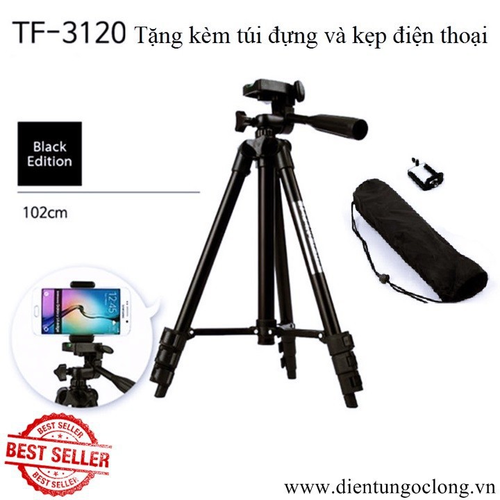 Combo Tripod Điện Thoại TF3120 & Remote Bluetooth Tặng Túi