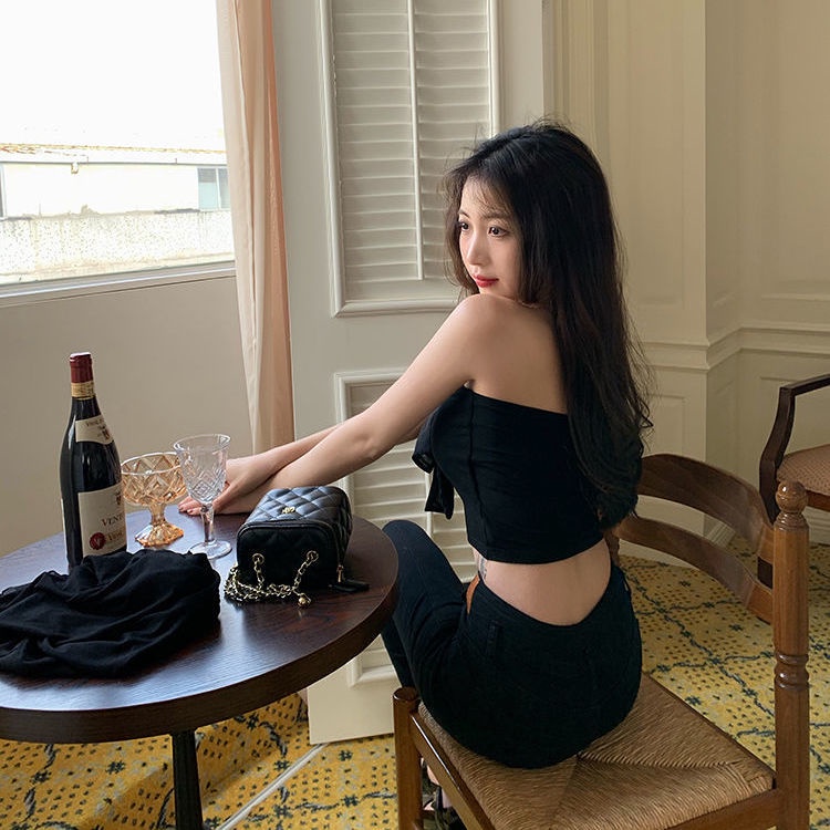 Jiashucheng Áo Hai Dây Thắt Nơ + Áo Khoác Cardigan Chống Nắng Ngọt Ngào Dễ Phối Đồ Phong Cách Nhật Bản