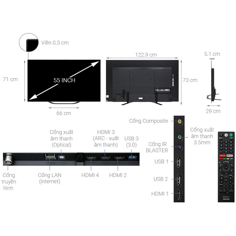 Android Tivi Sony Oled 4K 55 inch KD-55A8G