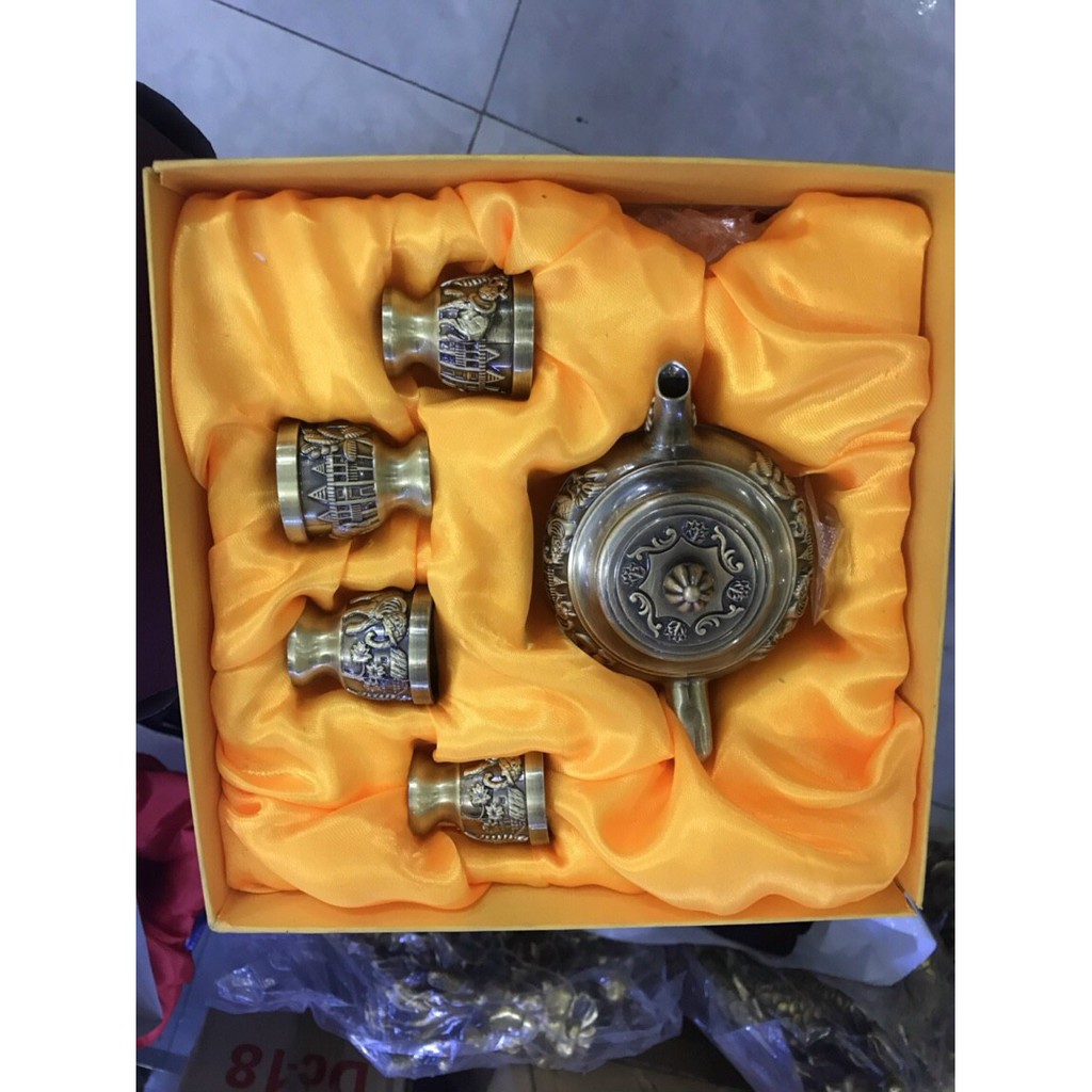 Bộ ấm chén atimon hình voi