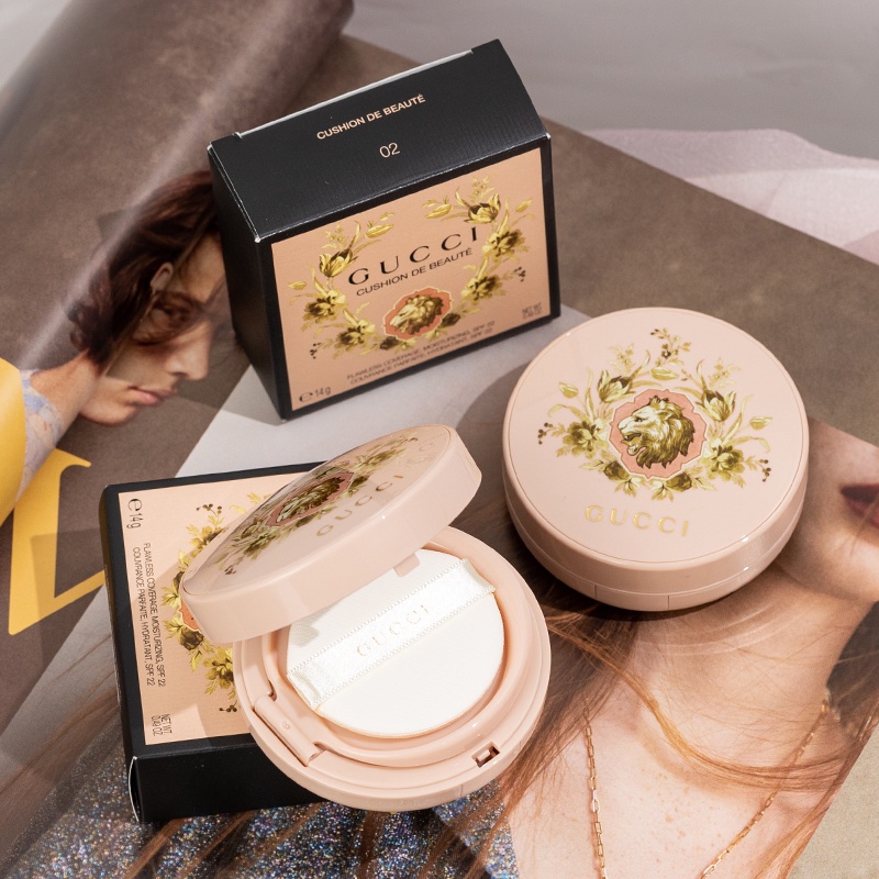 Gucci NEW Golden Lion Cushion Foundation Brighten Skin Tone Moisturizing Nourishing Skin SPF22 14g Phấn Nước Trang Điểm Dưỡng Ẩm Làm Sáng Tông Màu Da Thương Hiệu