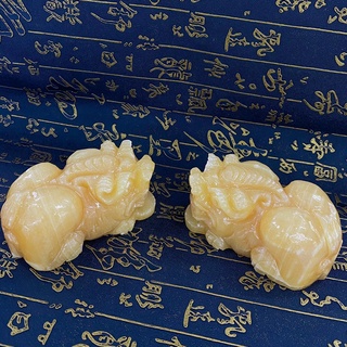 Cặp Tỳ Hưu Phong Thủy, Tỳ Hưu Đặt Két Sắt Đá Ngọc Hoàng Long - Dài 10cm & 12cm