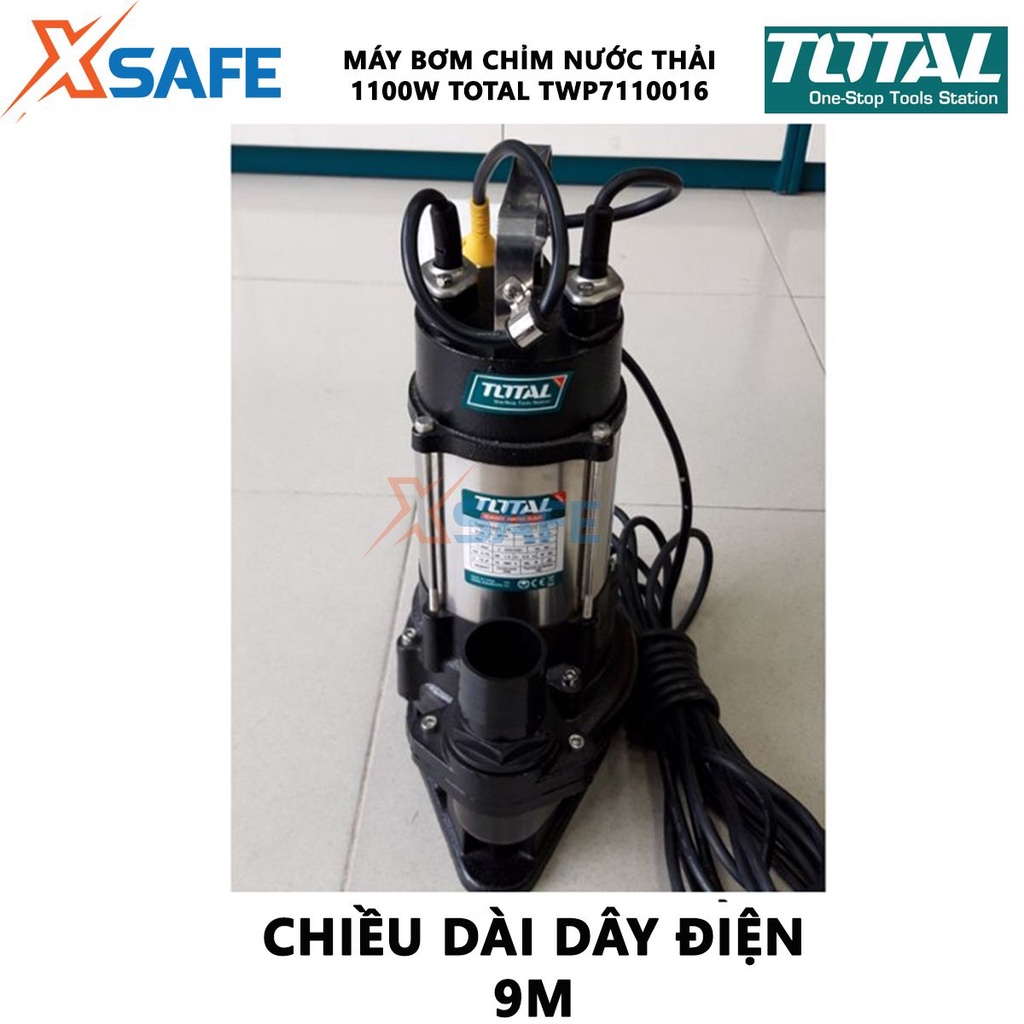 Máy bơm chìm chất thải TOTAL TWP7110016 Máy bơm nước thải 1100W Dùng trong hệ thống xử lý nước thải, hệ thống thoát nước