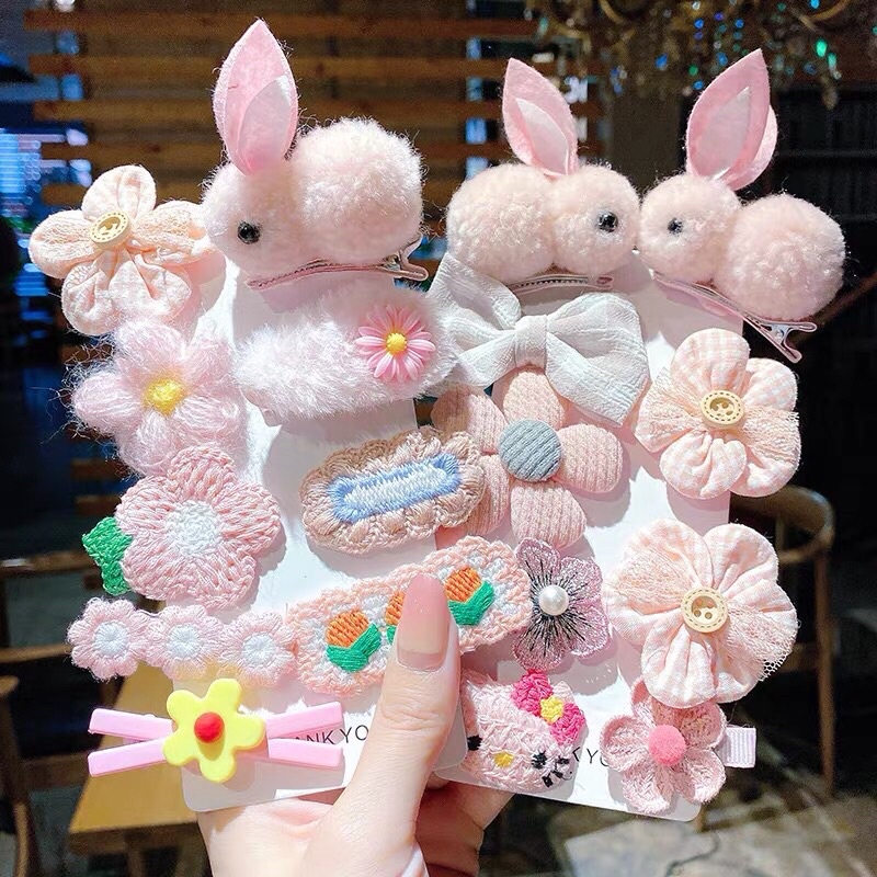 HOT TREND CHO BÉ GÁI SET 9 KẸP TÓC 2 CON THỎ