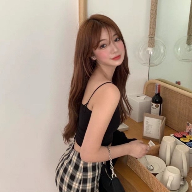 Áo Hai Dây Croptop Màu Trắng Màu Đen Áo Dây Bún Chất Thun Mịn Mát Freesize 55kg | BigBuy360 - bigbuy360.vn