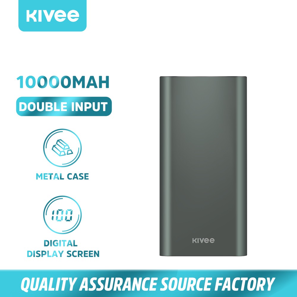 [ Chính Hãng Kivee ] Pin Sạc dự phòng 10000mah PT68 hợp kim nhôm màn hình hiển thị dung lượng Pin