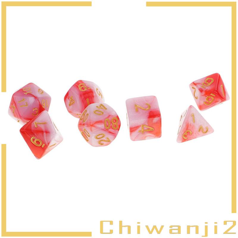 Xúc Xắc Polyhedral D12 D10 D8 D6 D4 7x 1.6cm / 0.62 ''