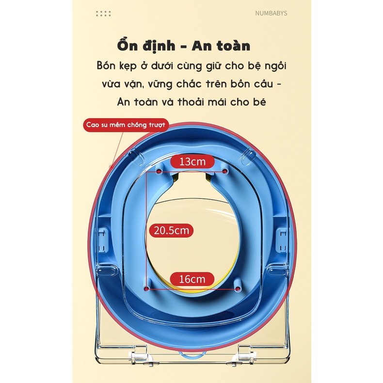 Bệ ngồi bồn cầu cho bé NUMbaby bệ thu nhỏ bồn cầu tập ngồi vệ sinh trên toilet cho bé từ 6 tháng tư thế ngồi tốt nhất bé