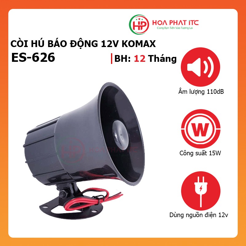 Còi hú báo động 12V ES-626 dùng nguồn 12V 15W còi hú to 110dB