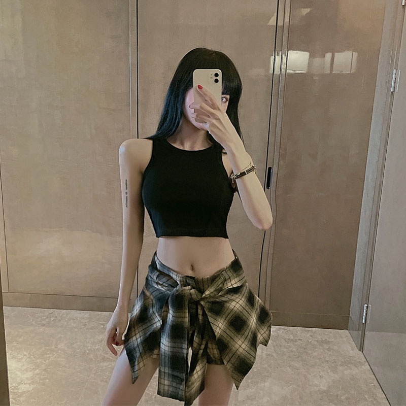 Áo Ba Lỗ Nữ Dáng Croptop 100% Cotton Phong Cách Sexy Ôm Body