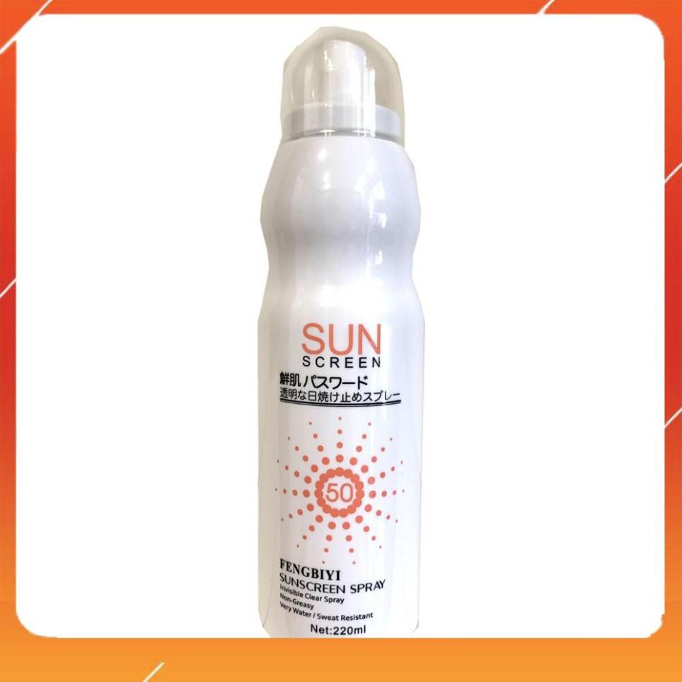 Kem chống nắng cho da mặt và toàn thân Sunscreen Spray Fengbiyi 220ml SPF50, giúp bảo vệ da khỏi các tác hại bên ngoài | BigBuy360 - bigbuy360.vn