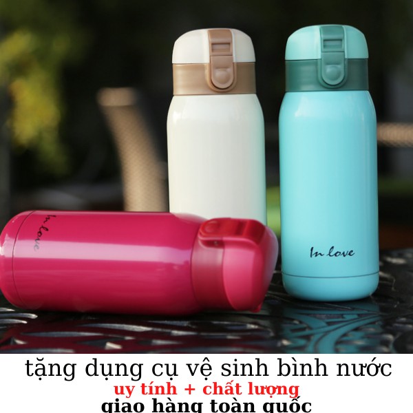 Bình giữ nhiệt IN LOVE bình nước giữa nhiệt inox 360ML LOẠI TỐT bình nước cute