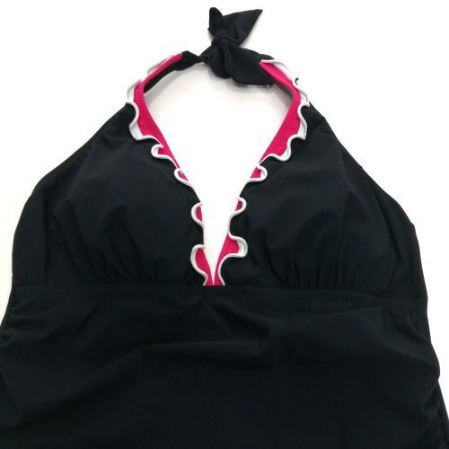 Đồ bơi nữ Gottex cổ yếm đen viền bèo hồng E852-1B88 ( TH8953 ) | BigBuy360 - bigbuy360.vn