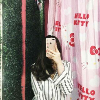 Áo sơ mi lụa mềm kẻ sọc cộng ảnh thật