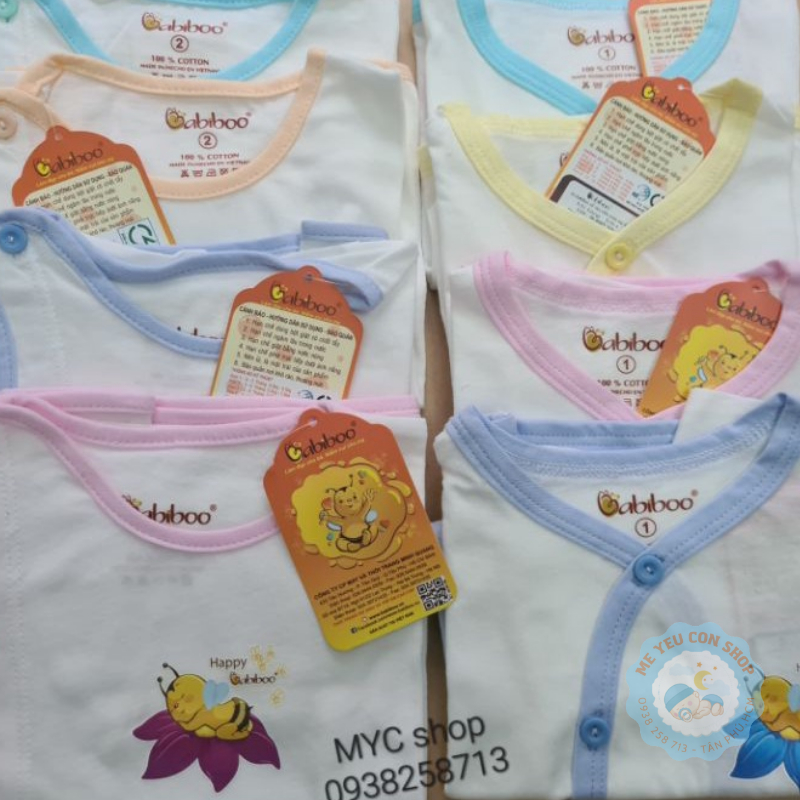 Áo cổ tim viền màu tay ngắn BABIBOO