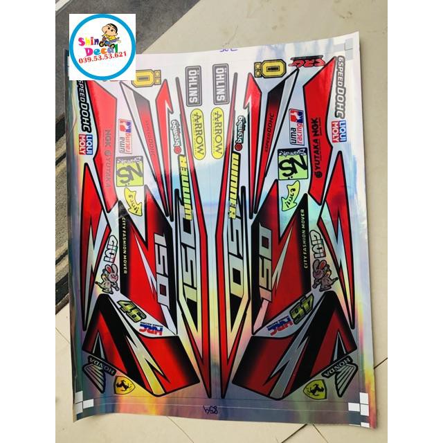 Tem rời winner đỏ đen gtr chất liệu Crom titan ánh 7 màu