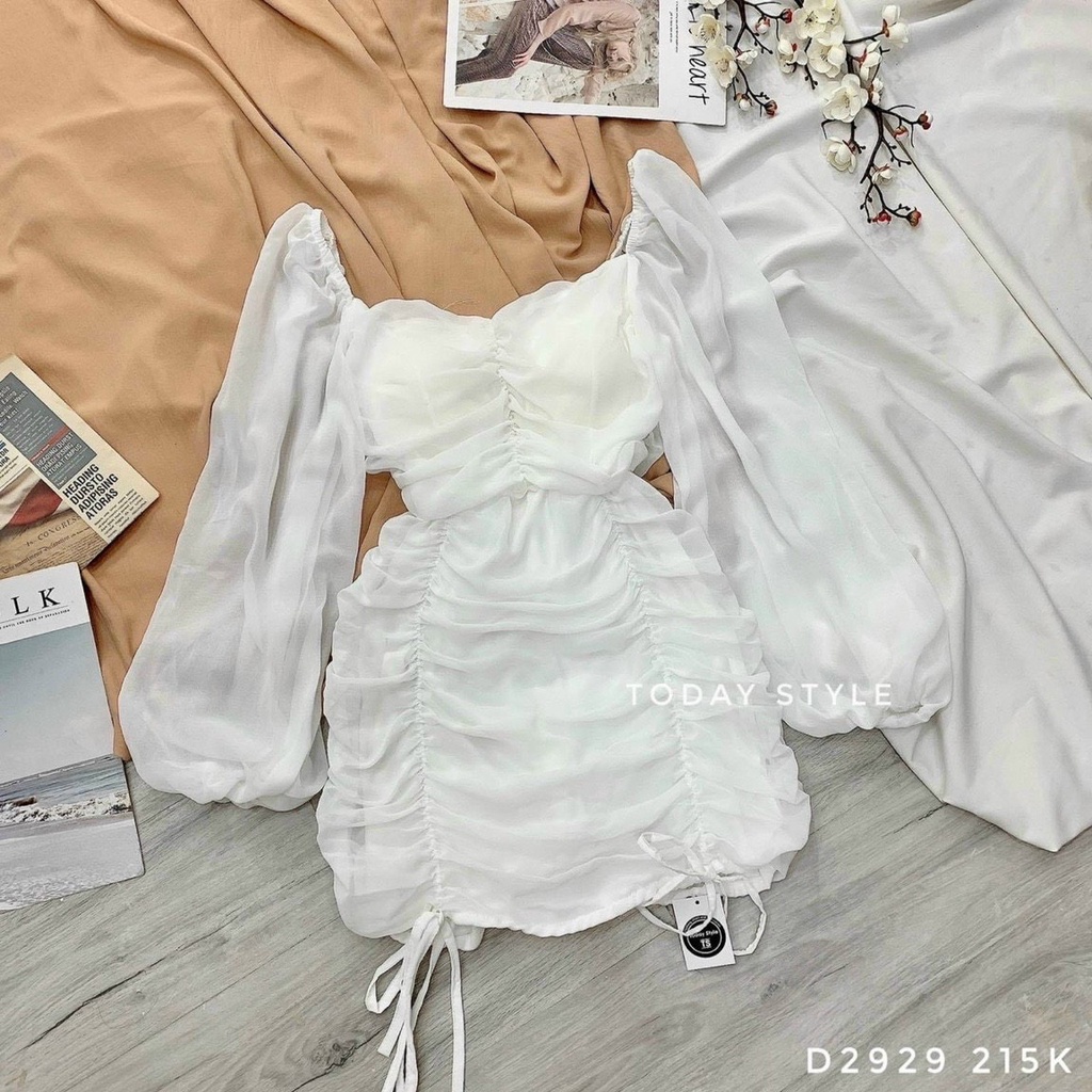 Đầm nữ đầm dự tiệc, đầm nữ cổ vuông vạt xéo kèm tag hoa trên eo form chuẩn mặc tôn dáng hàng cao cấp Tây Thi Shop