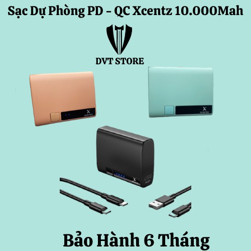 Sạc Dự Phòng Xcentz 10000mAh - 18W PD - Sạc Nhanh USB-C. QC 3.0 - Nhỏ Gọn Tiện Lợi