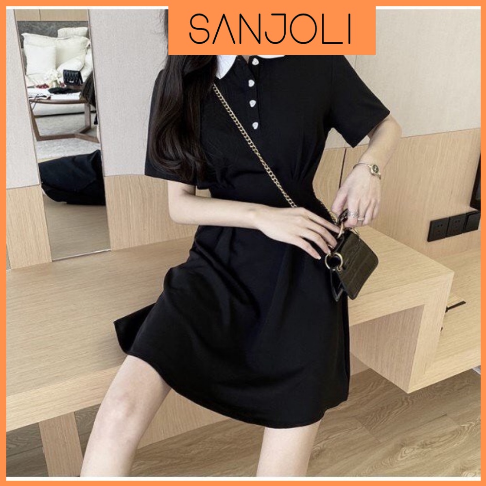 Váy Polo Nữ SANJOLI Dáng Suông Cao Cấp Đầm Thun Ôm Body Đi Dự Tiệc Cưới Công Sở Đi Chơi Hàn Quốc Sang Trọng VD037