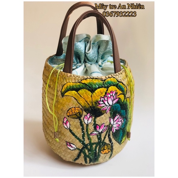 Giỏ đệm tròn quay da