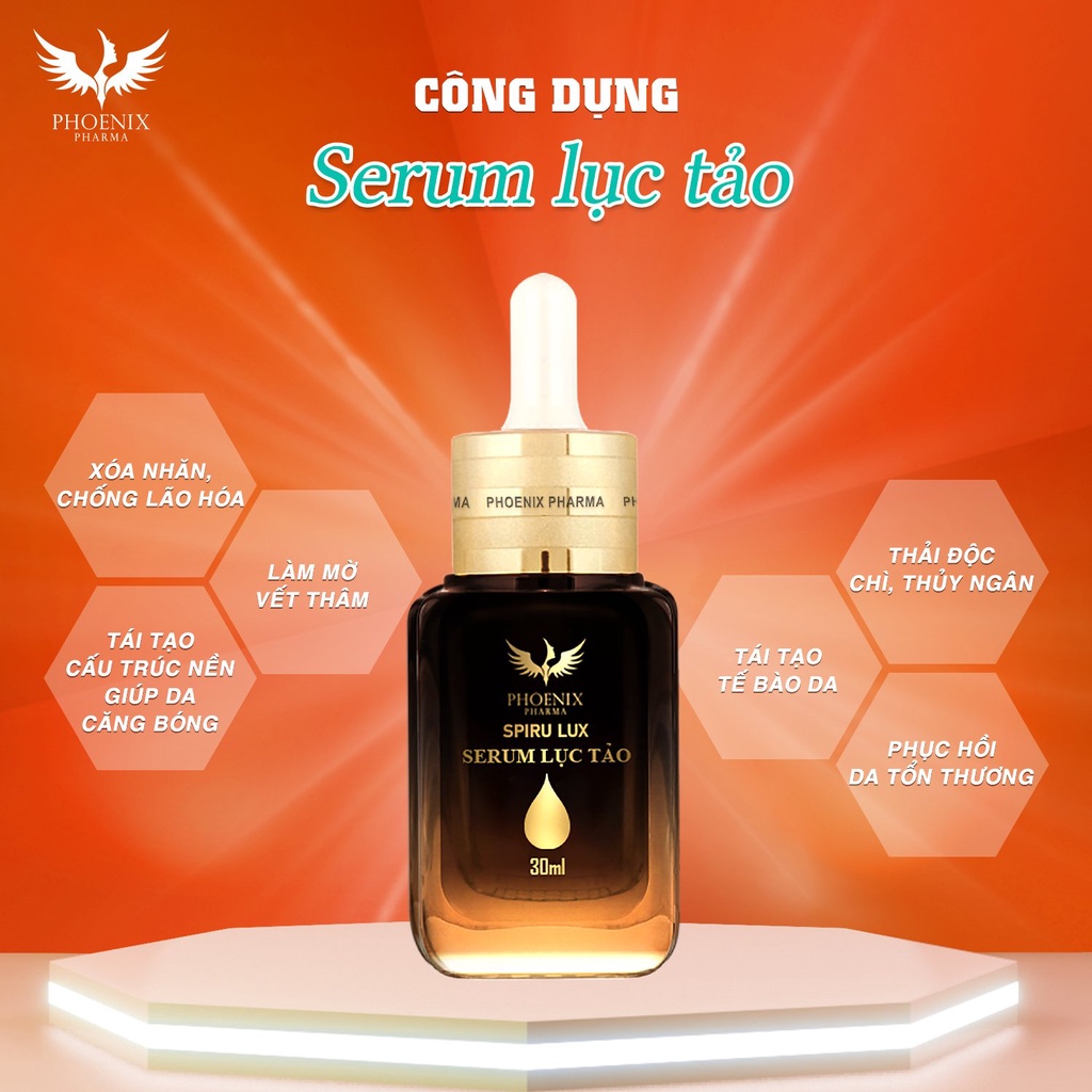 Serum Lục Tảo Phoenix Pharma. Dưỡng ẫm và làm mềm da, giúp phục hồi và làm săn chắc da