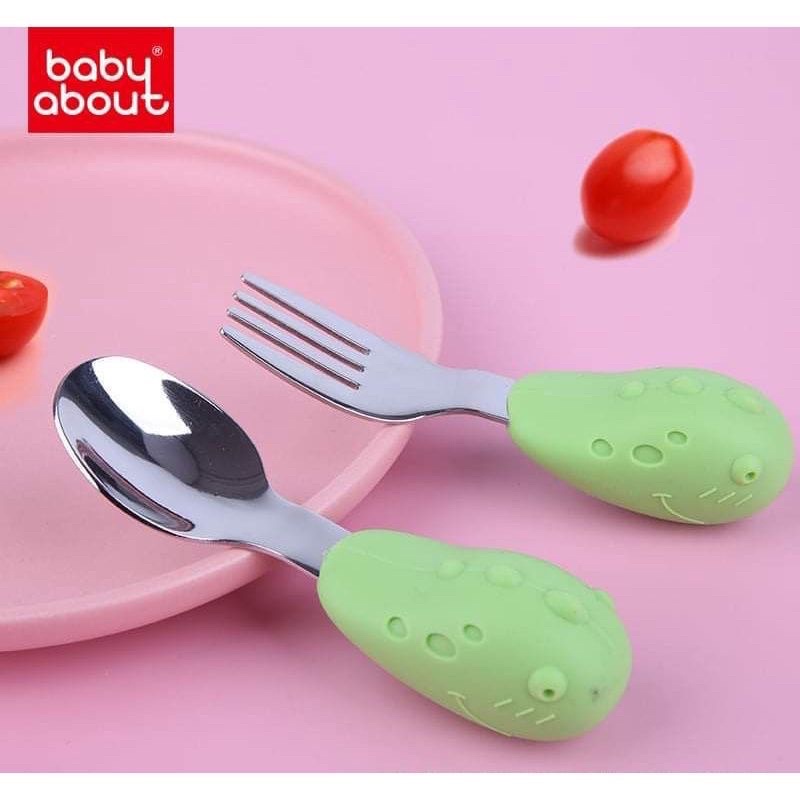 Bộ thìa muỗng ăn dặm inox cao cấp Baby About Hàn Quốc