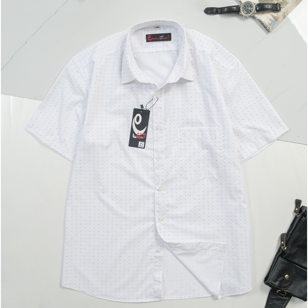 Áo Sơ Mi Nam Công Sở Cộc Tay Họa Tiết Trung Niên Emotion Form Slimfit phong cách Sartorial lịch lãm