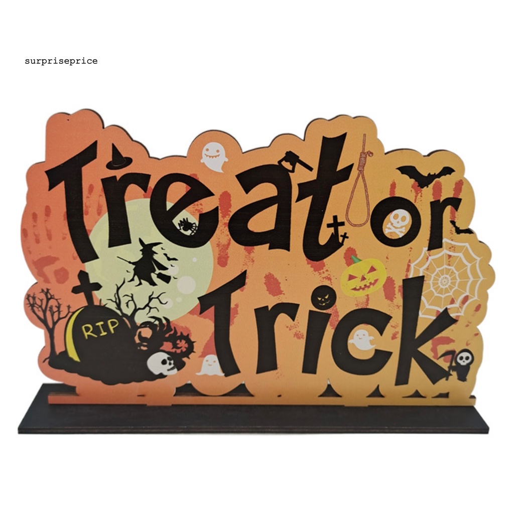 Bảng Gỗ Treo Tường Trang Trí Halloween Hình Bí Ngô