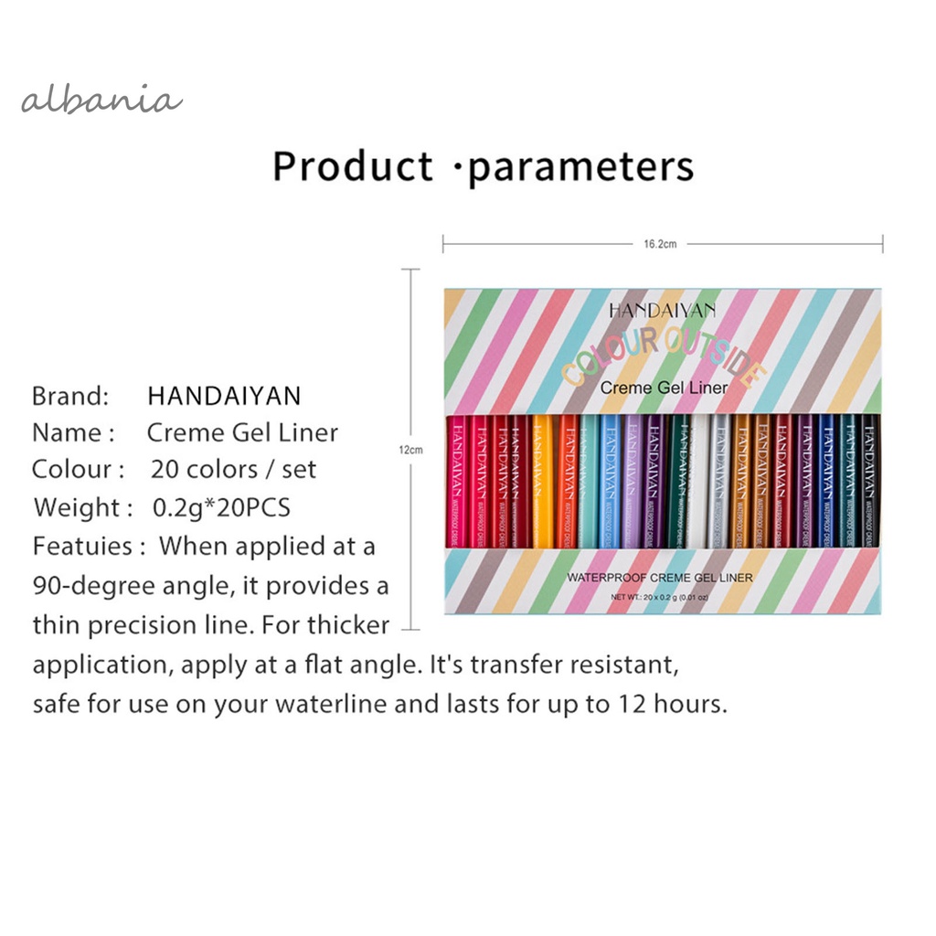 Gel kẻ mắt 20 màu lâu trôi tiện dụng | BigBuy360 - bigbuy360.vn