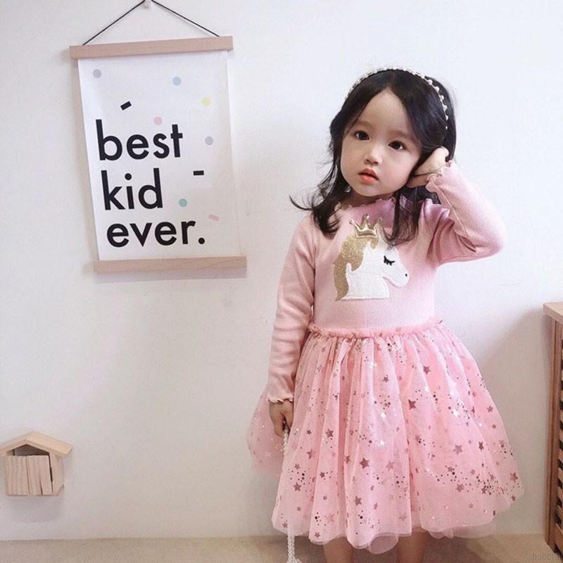 Đầm Công Chúa Tay Dài Bằng Vải Cotton Cho Bé Gái 1-6 Tuổi