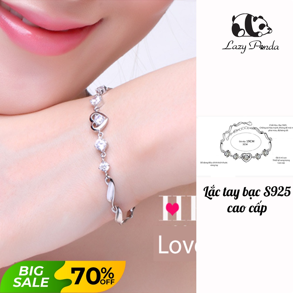 (Lazy Panda) Lắc tay nữ vòng tay nữ bạc S925 cao cấp đá trắng sang trọng
