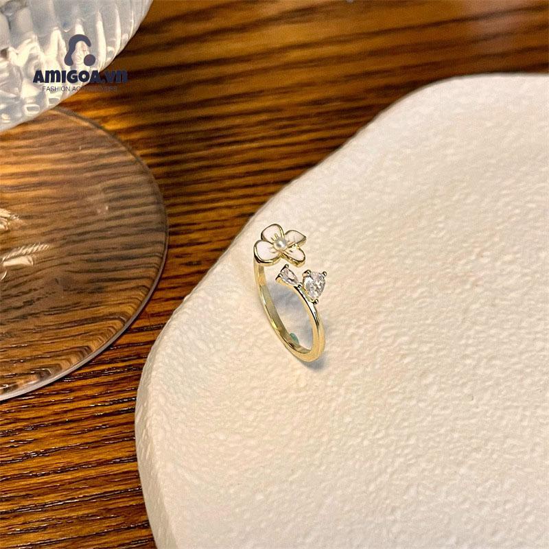 ✨✨Nhẫn thời trang nữ NH06 hình hoa lá đính đá tuyệt đẹp