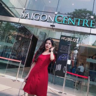 Đầm nút bọc tay nơ
