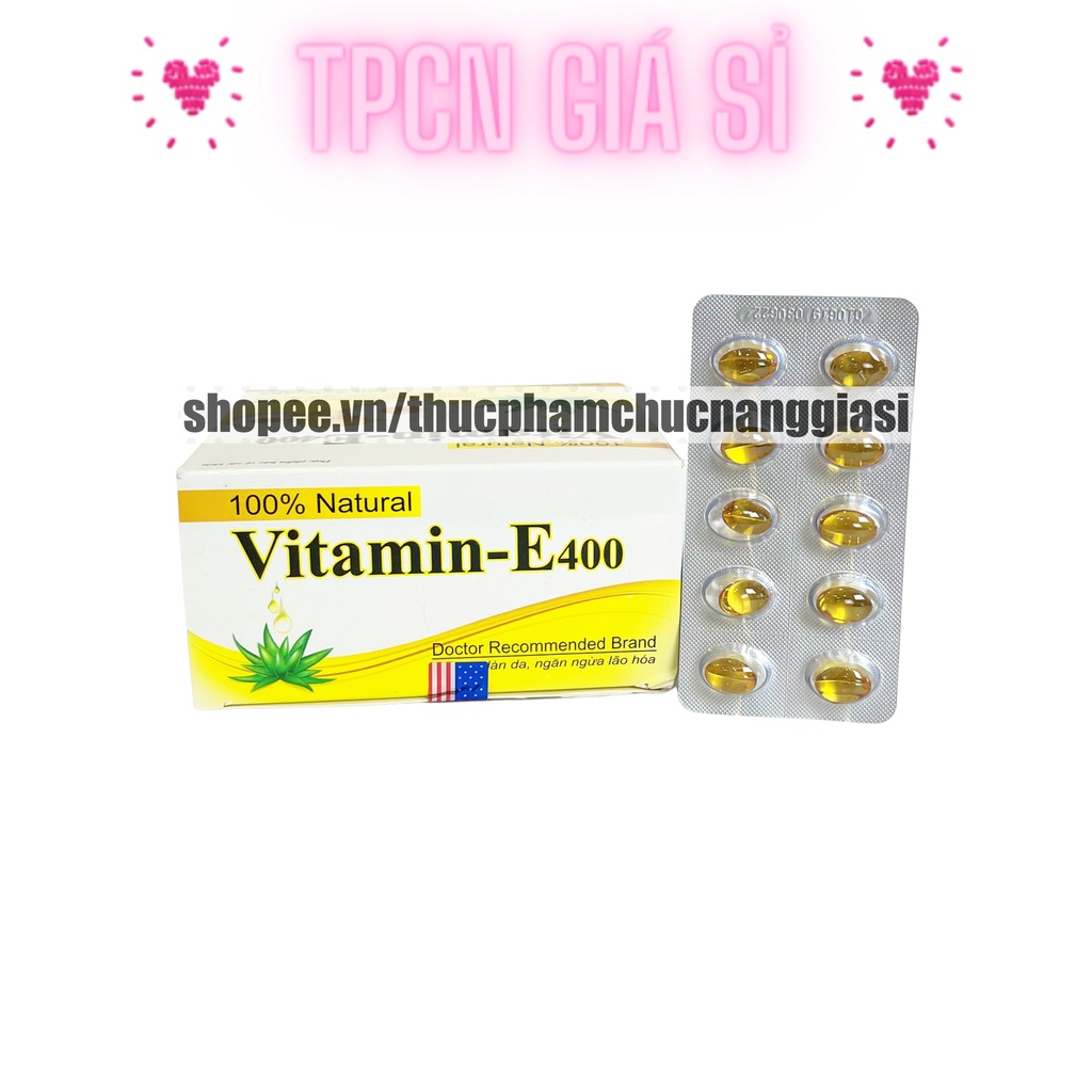 Viên uống VITAMINE 400 bổ sung vitamin E giúp làm đẹp da, trắng da, phục hồi da nhăn nheo-  Hộp 100 viên