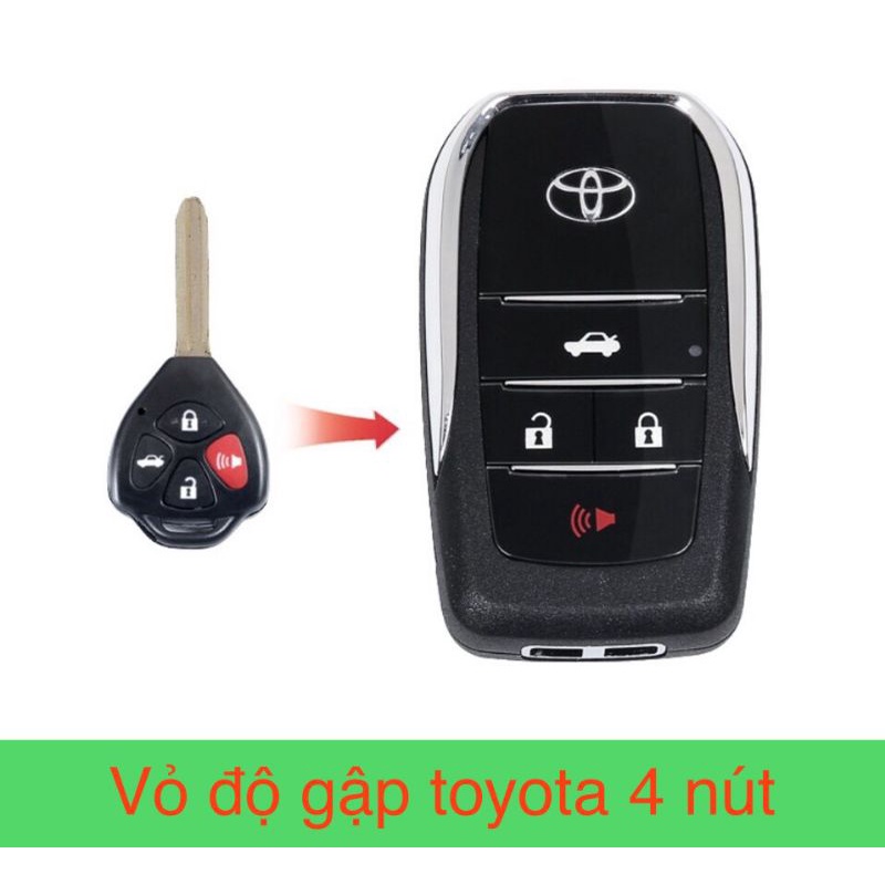 Vỏ chìa khoá độ gập TOYOTA 4 nút ( đời 2003 - 2015 ) xe Innova, Fortuner, Vios, Yaris, Corolla, Altis, Camry...