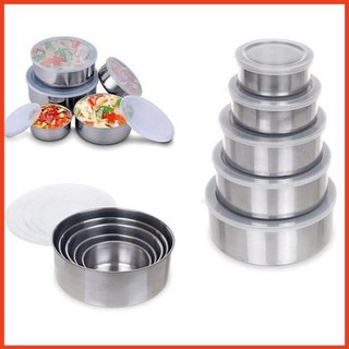 💖FREESHIP💖 Bộ 5 hộp inox kèm nắp nhựa đựng thức ăn tủ lạnh tiện dụng